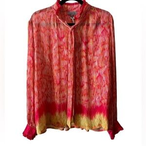 NWT Anthropologie Conditions Apply Red and Yellow Button Up Denise Top